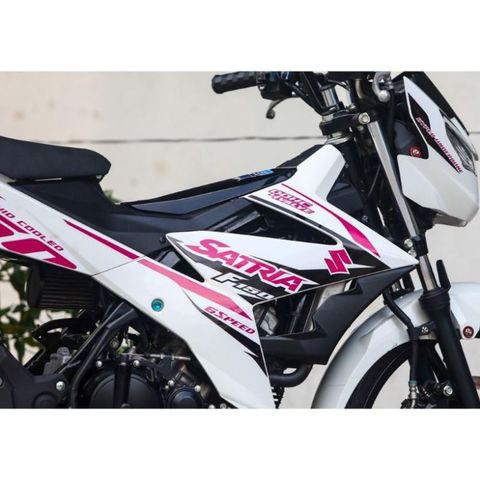 Tem Rời Suzuki Satria F150 Zin 2018 Trắng Hồng  - Decal In Chất Lượng