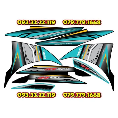 Tem Rời Ex 135 2011 Dán Xe Đen Phối Xanh Ngọc - Tem Chuẩn Hình