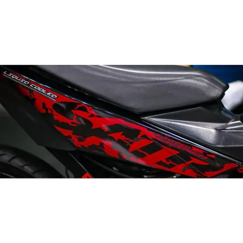 Tem Rời Dán Xe Raider FI - Satria FI Mẫu Chữ Satria Đỏ Đen Cực Đẹp , Tem Cao Cấp 3 Lớp Không Bay Màu 1 2