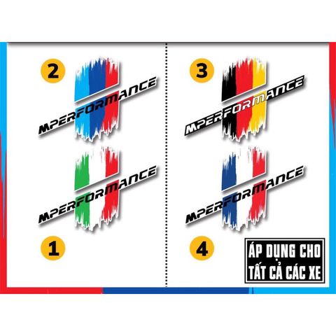 tem sticker mẫu performance dán đủ các dòng xe