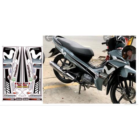 Tem Wave Blade 110 Movistar Xám Xi Măng  - Decal In Chất Lượng