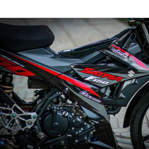 [Ảnh thật] TEM RỜI mẫu F150 đỏ xám cho Satria đen - tem chuẩn form không bay màu Quyen Decal