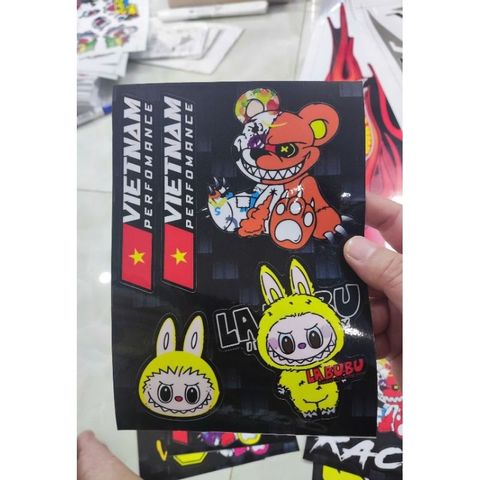 Combo tem sticker gấu quỷ bạo lực-gâú dâu-em bé nín dễ thương mẫu mới