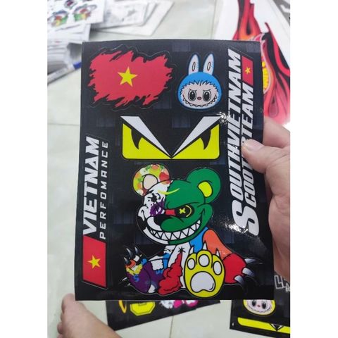 Combo tem sticker gấu quỷ bạo lực-gâú dâu-em bé nín dễ thương mẫu mới