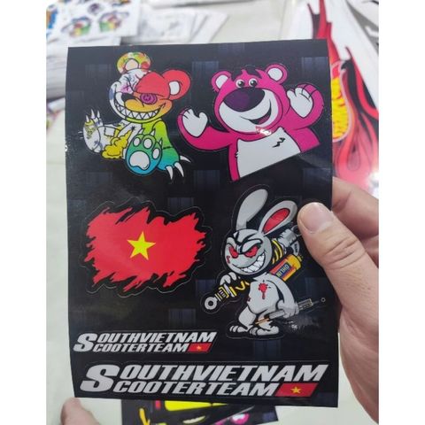 Combo tem sticker gấu quỷ bạo lực-gâú dâu-em bé nín dễ thương mẫu mới