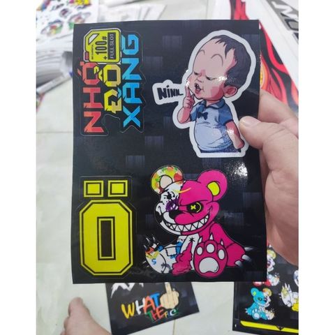 Combo tem sticker gấu quỷ bạo lực-gâú dâu-em bé nín dễ thương mẫu mới