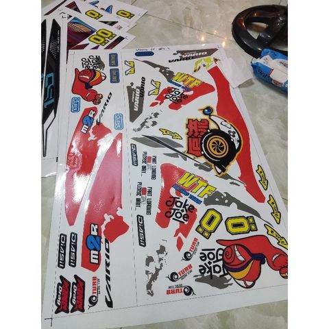 Tem Rời Decal Ốc Sên Dán Xe Honda Vario Trắng Phối Cam  - Decal In Chất Lượng