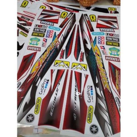 Tem Rời Sirius 110 Dán Xe Đỏ Bụng Đen - Tem Chuẩn Hình  - Decal In Chất Lượng