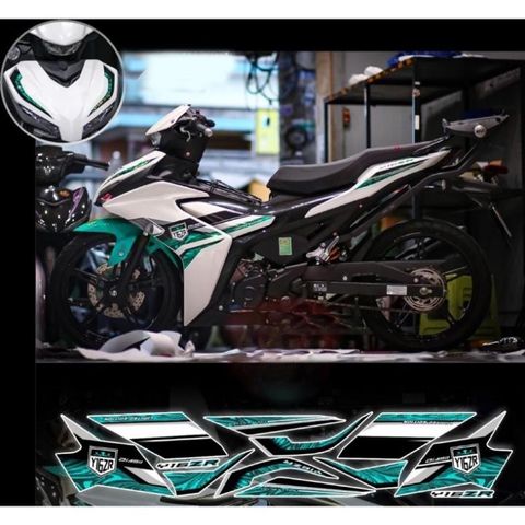 tem rời exciter 155 mẫu Malay xe trắng phối nhiều màu