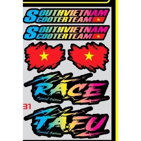 Tem logo sticker Việt Nam Race 7 màu kích thước nhỏ vừa