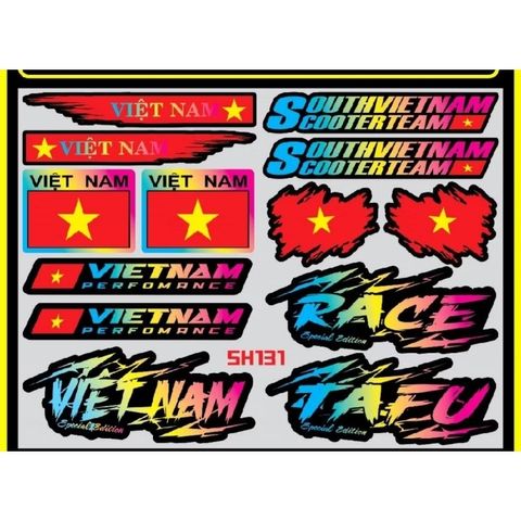 Tem logo sticker Việt Nam Race 7 màu kích thước nhỏ vừa