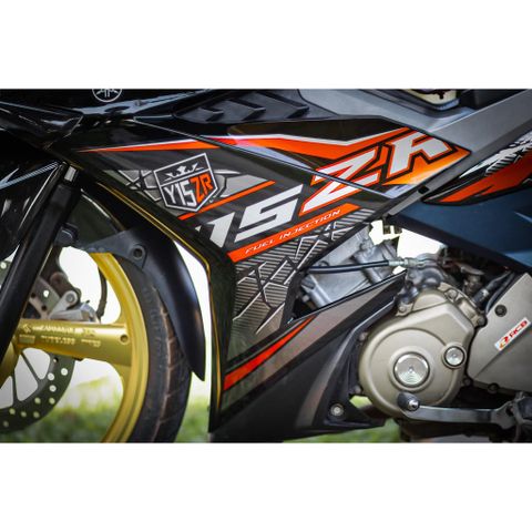 Tem Rời Dán Xe Exciter 150 Mẫu Chữ Y15 ZR Cam Bạc Đen Cực Hot, Hàng 3 Lớp Chất Lượng Cao Quyen Decal