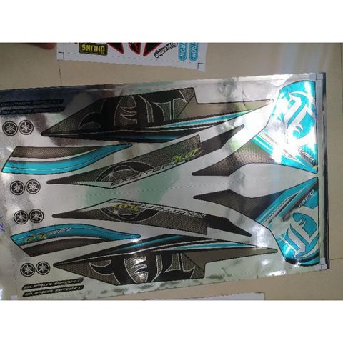 Tem Rời Ex 135 Lc Dán Xe Đen Phối Xanh Ngọc  - Decal In Chất Lượng