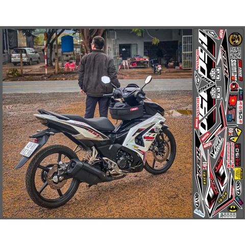 TEM DÁN RSX 150 XE WINNER X V3 MÀU TRẮNG ĐEN - Decal Cao Cấp Nhất