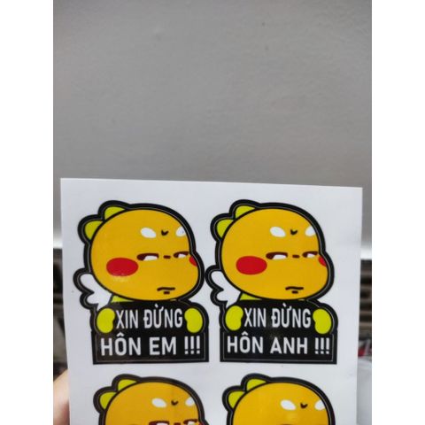 Tem logo sticker Xin đừng hôn em, hôn anh trang trí xe máy