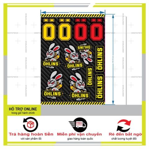SHINDECAL- LOGO STICKER THỎ CẦM PHUỘC CHỮ 0 - Tem 3 Lớp  Cao Cấp
