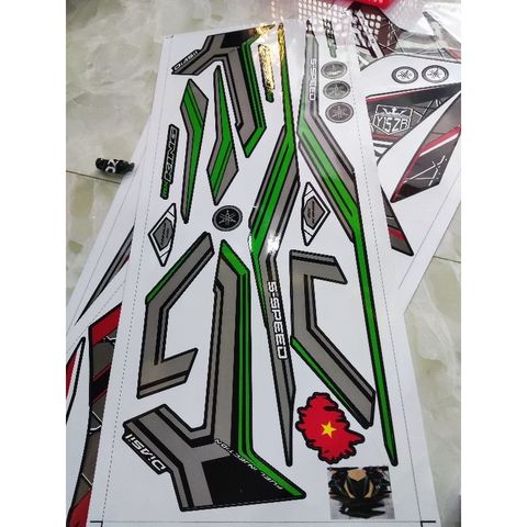 Tem Rời Exciter Mx King Đen Phối Xanh Lá - Tem Mới 2022  - Decal In Chất Lượng