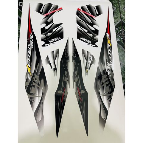 Tem Rời Dán Xe Exciter 2009 Mẫu MX Lửa Trắng Đen Cực Đẹp, Hàng 3 Lớp Chất Lượng Cao Quyen Decal