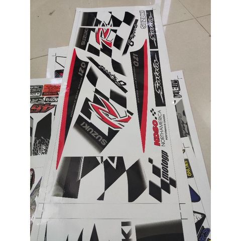 Tem Rời Suzuki Satria 2000 Xám Đen Tem Cờ  - Decal In Chất Lượng