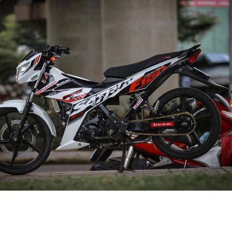Tem rời Satria cam đen cho xe trắng siêu hot 2023 Quyen Decal