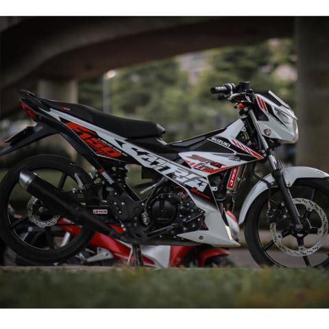 Tem rời Satria cam đen cho xe trắng siêu hot 2023 Quyen Decal