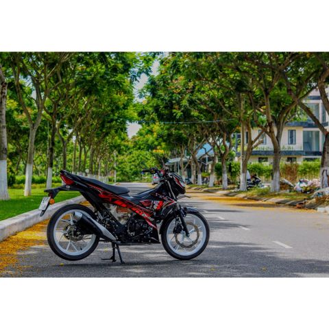 Tem Rời Dán Xe Raider FI Mẫu King Drag Đỏ Đen Cực Hot, Hàng 3 Lớp Chất Lượng Cao Quyen Decal