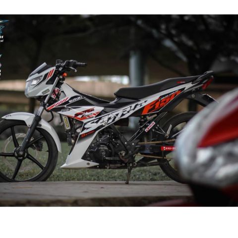 Tem rời Satria cam đen cho xe trắng siêu hot 2023 Quyen Decal