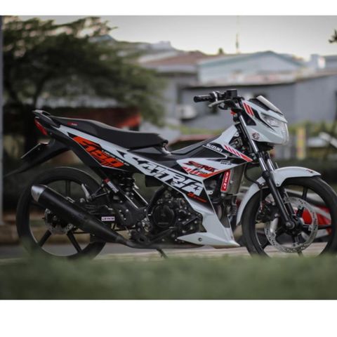 Tem rời Satria cam đen cho xe trắng siêu hot 2023 Quyen Decal