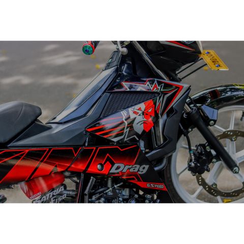 Tem Rời Dán Xe Raider FI Mẫu King Drag Đỏ Đen Cực Hot, Hàng 3 Lớp Chất Lượng Cao Quyen Decal