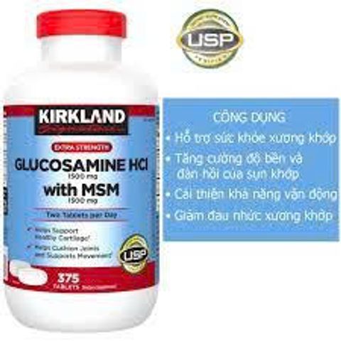 Viên uống bổ khớp Kirkland Glucosamine HCL 1500mg, 375 Viên của Mỹ