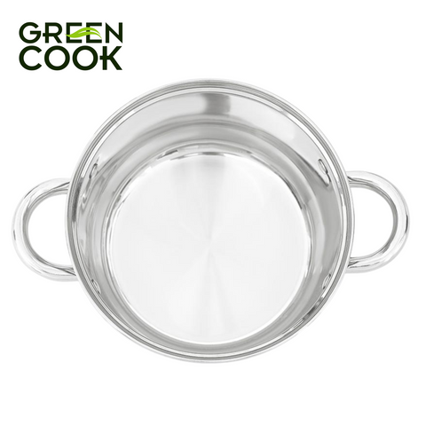 Nồi inox 5 đáy nắp kính 18 cm Green Cook GCS243-18IH
