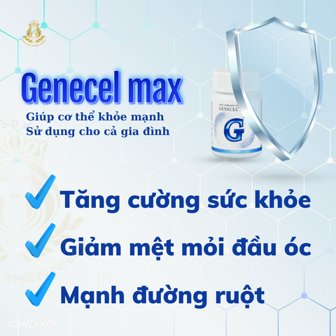 Chính hãng. Genecel Max Tăng miễn dịch & đề kháng. Bảo vệ sức khỏe chủ động. Chống oxy hóa. Trẻ hóa (Hộp 30 viên)