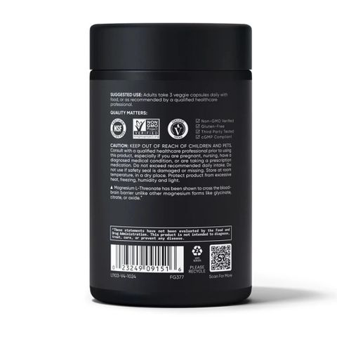 Viên Uống Bổ Sung Magie Sports Research Magtein Magnesium L-Threonate 2000mg - Hộp 135 Viên - Có Mã QR Chính Hãng