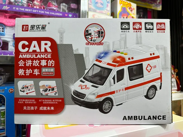 Xe Cứu Thương Đồ Chơi Có Đèn Nhạc Mở Cửa – Ambulance Mô Hình Cho Bé, Xe Chạy Trớn Kèm Âm Thanh 9835