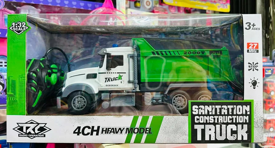 Xe Ben Điều Khiển Từ Xa, Xe Vệ Sinh Môi Trường, Xe Tải Công Trình RC Có Đèn, Thùng Nâng Hạ 312