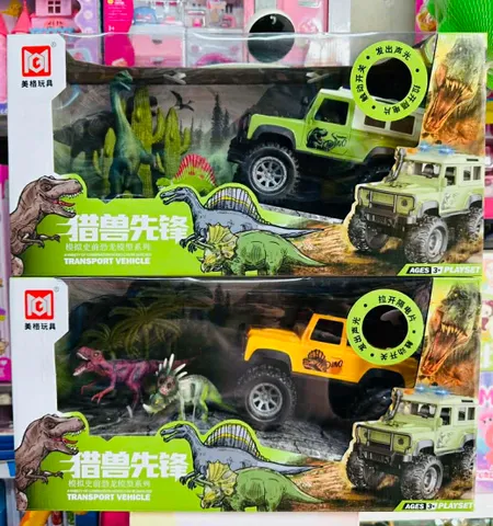 Bộ Xe Jeep Địa Hình + Khủng Long Đồ Chơi Có Đèn Nhạc – Set Dino Xe Offroad Mô Hình 2413 chọn màu ngẫu nhiên