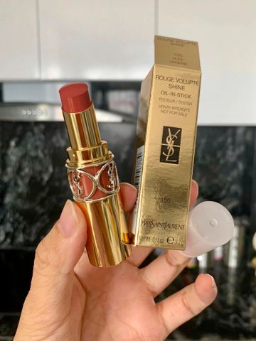 [ Nắp Trắng ] Son YSL Rouge Volupté Shine 150 Nude Lingerie - hồng cánh sen