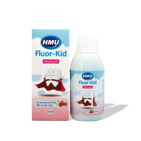 Nước Súc Miệng HMU Fluor Kid Vị Dâu Dự Phòng Sâu Răng Cho Trẻ Em
