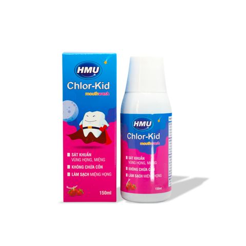 Nước Súc Miệng HMU Chlor Kid Vị Dâu 150ml Cho Bé Giảm Đau Rát Họng