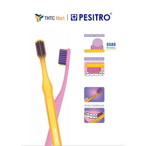 [Được chọn màu] Bàn Chải Niềng Răng Siêu Mềm Pesitro 6580 Ultra Soft Ortho Chải Răng Niềng Chuyên Dụng
