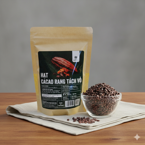 Hạt Cacao Tách Vỏ DEVA 200g - Cacao Nibs Rang Mộc Nguyên Chất, Superfood Tăng Cường Sức Khỏe, Hỗ Trợ Tim Mạch, Giảm Cân