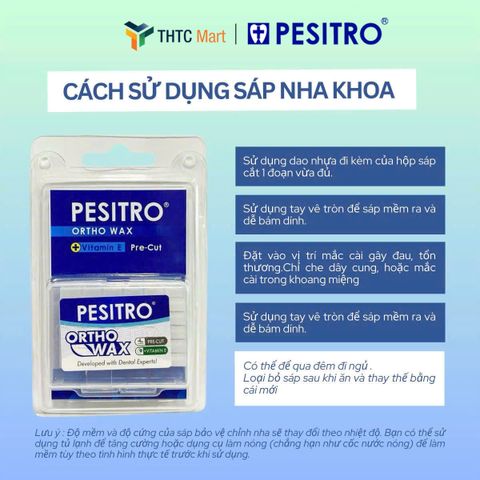 Sáp Nha Khoa Pesitro Ortho Wax Bổ Sung Vitamin E Giúp Giảm Đau Mau Lành Cho Người Niềng Răng