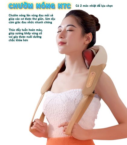 Máy Massage Cổ Vai Gáy Pin Sạc Nikio NK-139 - Thư Giãn Cùng Nhiệt Nóng, Chế Độ Massage Thông Minh, Dễ Dàng Mang Theo Cả Ngày