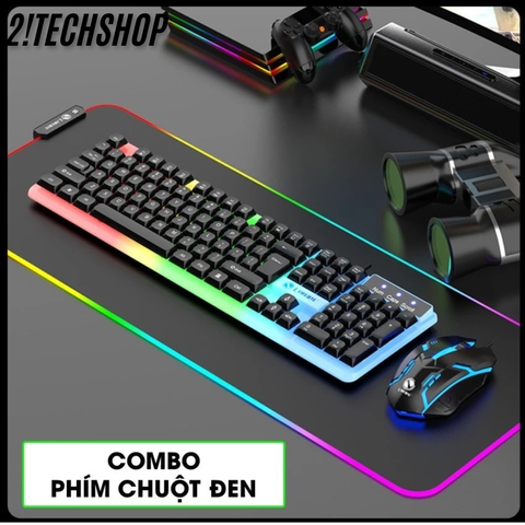 Combo Bàn Phím Giả Cơ Kèm Chuột Máy Tính Có Dây GTX350 Fullsize 104 Phím Có Đèn Led Bật Tắt, BH 12T