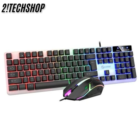 Combo Bàn Phím Giả Cơ Kèm Chuột Máy Tính Có Dây GTX350 Fullsize 104 Phím Có Đèn Led Bật Tắt, BH 12T