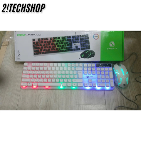 Combo Bàn Phím Giả Cơ Kèm Chuột Máy Tính Có Dây GTX350 Fullsize 104 Phím Có Đèn Led Bật Tắt, BH 12T