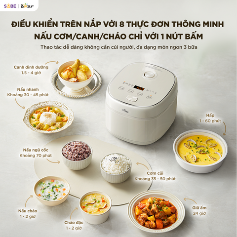 Nồi cơm điện INOX 316L Bear 1.2L (dung tích tổng 3L) RC-5H30O12
