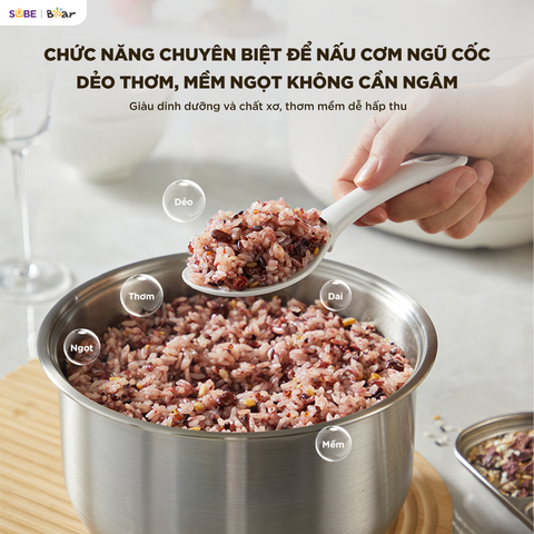 Nồi cơm điện INOX 316L Bear 1.2L (dung tích tổng 3L) RC-5H30O12