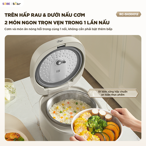Nồi cơm điện INOX 316L Bear 1.2L (dung tích tổng 3L) RC-5H30O12