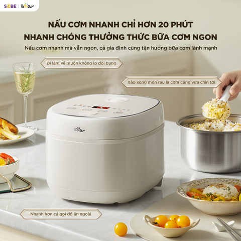 Nồi cơm điện INOX 316L Bear 1.2L (dung tích tổng 3L) RC-5H30O12
